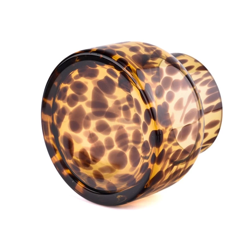 Wholesale yellow glass candle jars with black speckled patterns