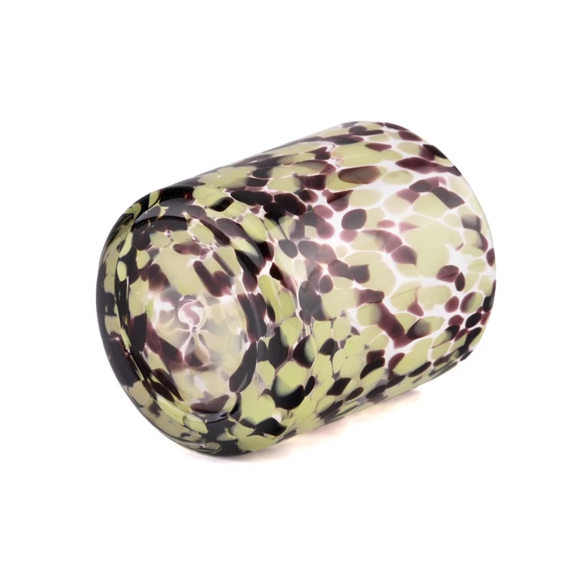Wholesale uniquely designed speckled pattern colorful glass candle jars