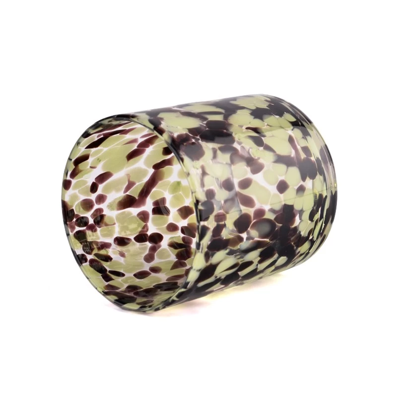 Wholesale uniquely designed speckled pattern colorful glass candle jars