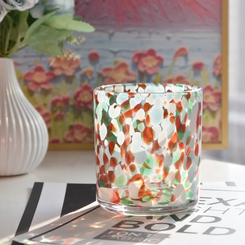 529ml colored speckled glass candle jar for home decoration