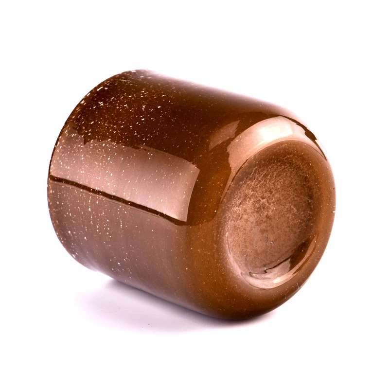 Luxury custom brown fine glitter glass candle jars for candle making