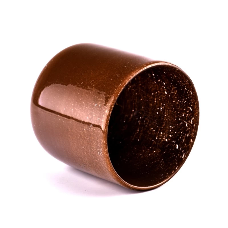 Luxury custom brown fine glitter glass candle jars for candle making