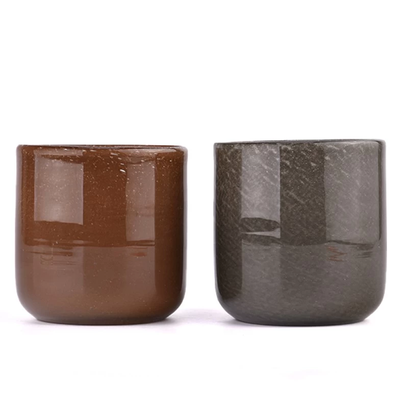 Luxury custom brown fine glitter glass candle jars for candle making