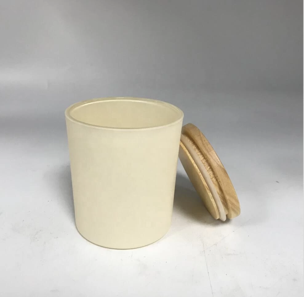 eco friendly empty candle jar glass with wooden lid