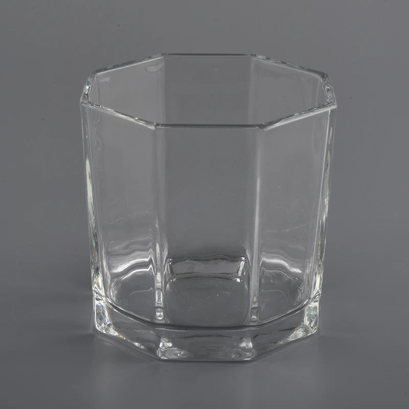 Special polygon glass candle holder in bulk