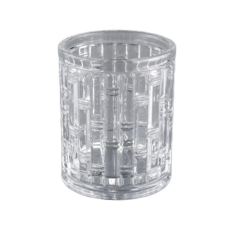 bamboo pattern clear soy wax candle glass jar