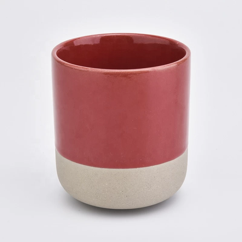 Newly ceramic red color jar wholesale ceramic candle holder