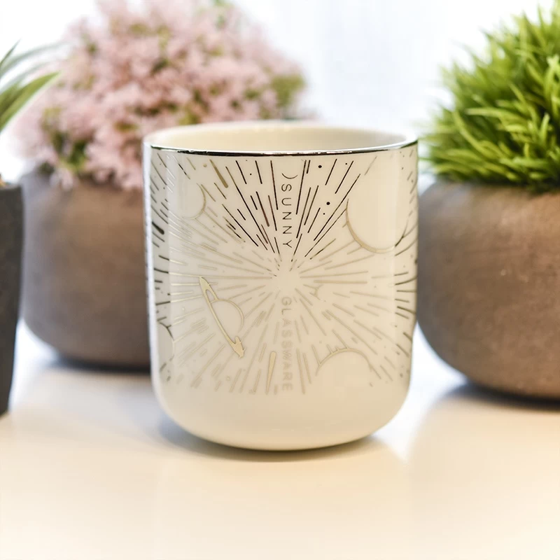 Sunny glassware design engraving candle votive holder ceramic candle jar home decoration wholesales