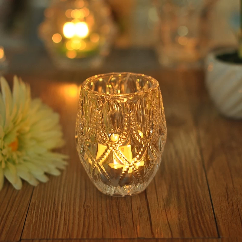Luxury votive transparent glass candle jars bulk 10oz 20oz