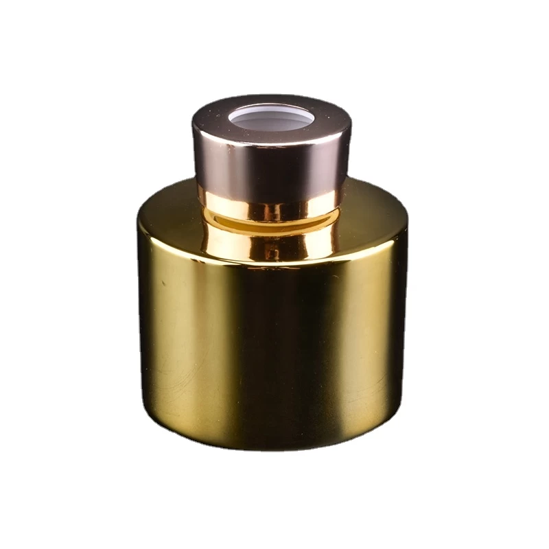 China Golden round car glass reed diffuser bottle fragrance home decoration manufacturer