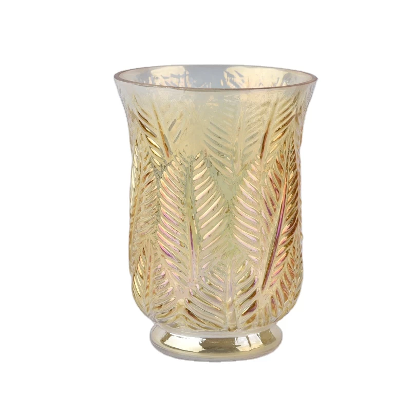 Embossed gold candle container votive glass candles jar home decoration
