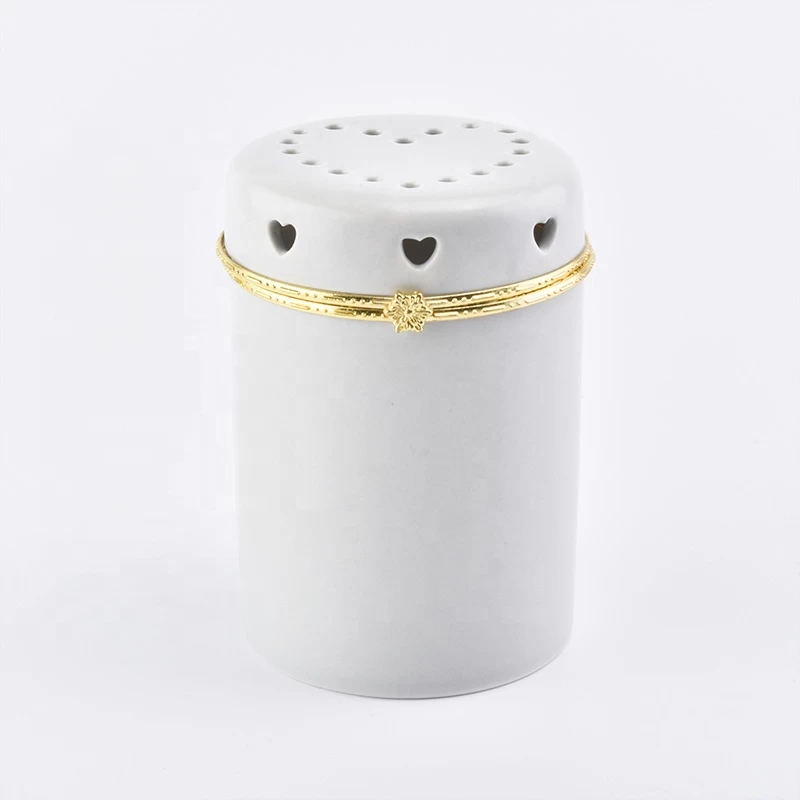 Round shape  with heart shape Lid  Ceramic Candle Jars for Soy Candle