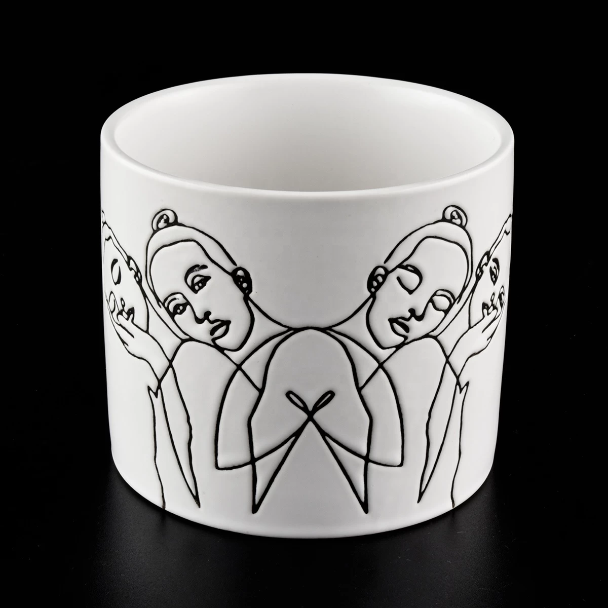 White onyx ceramic Candle holders/candle jar