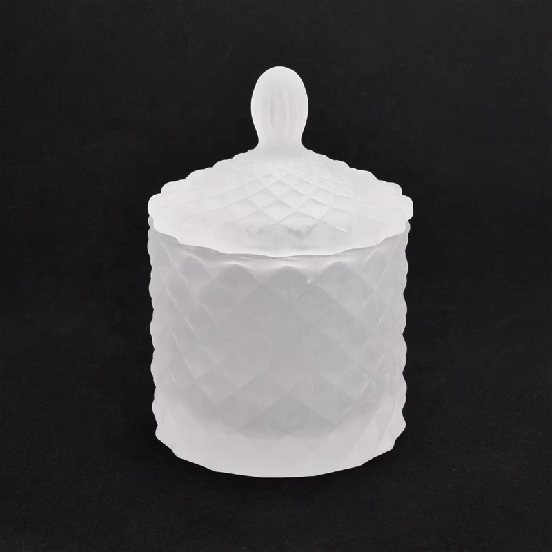 Matte white candle cups decorative tealight glass candle jar with lid