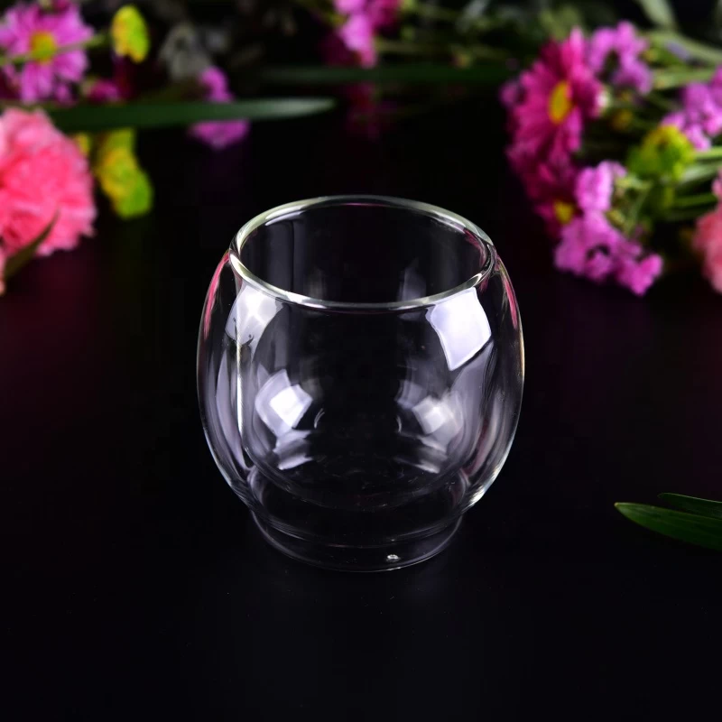 Transparent High Borosilicate Glass water cup double wall tumbler