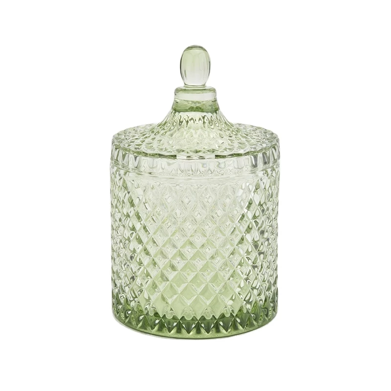 Hot sales luxury custom decorative glass candle holder with lid