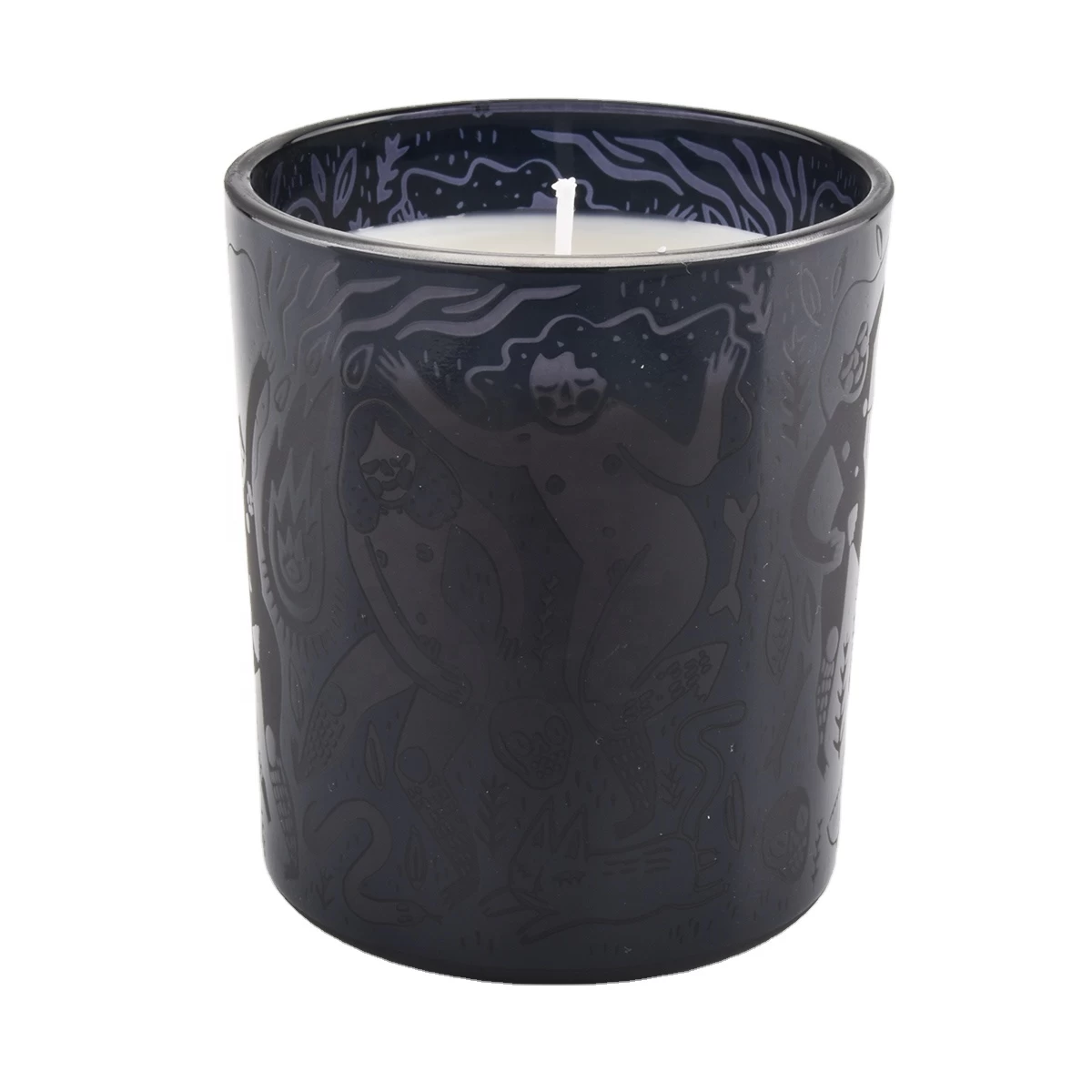 frosted black candle container matte 10oz decorative glass jar candle container
