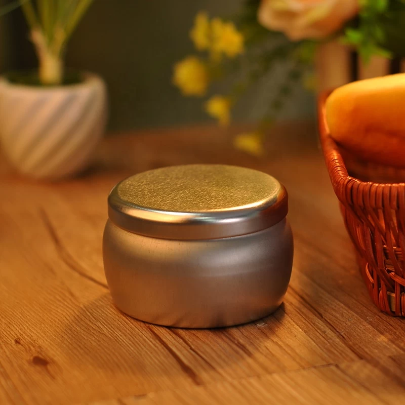 Custom silver metallic candle jar with lid home decor