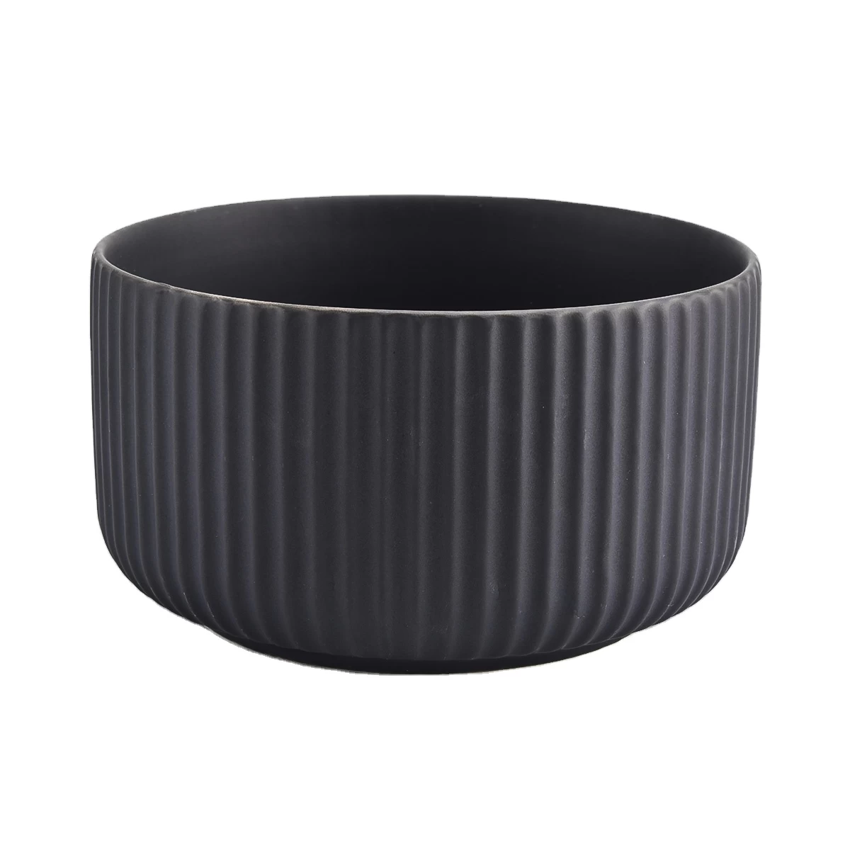 440ml  black ceramic cylinder candle jar empty home decoration for wholesale