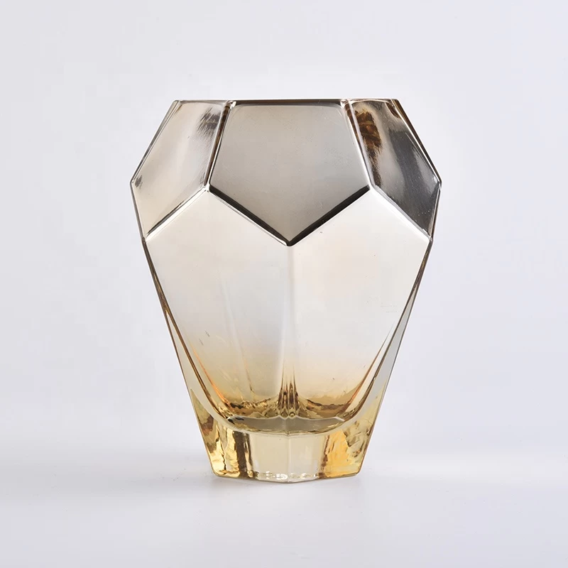 Wholesale custom golden geometric luxury glass candle jars