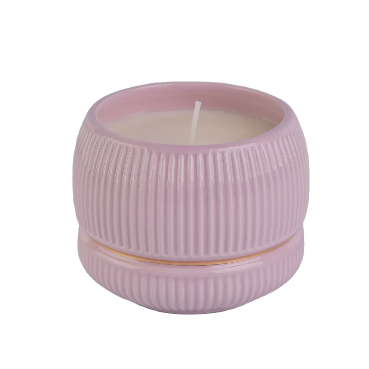 Sunny hot sales pink tea light ceramic candle jars in bulk 10oz