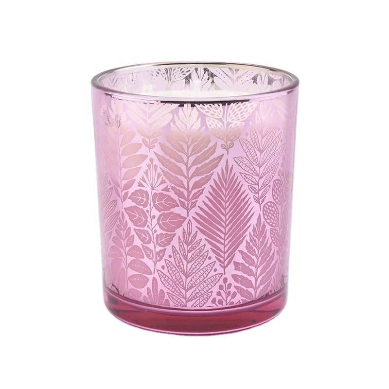 pink electroplate gold natural soy wax candles aroma luxury glass container for candle making