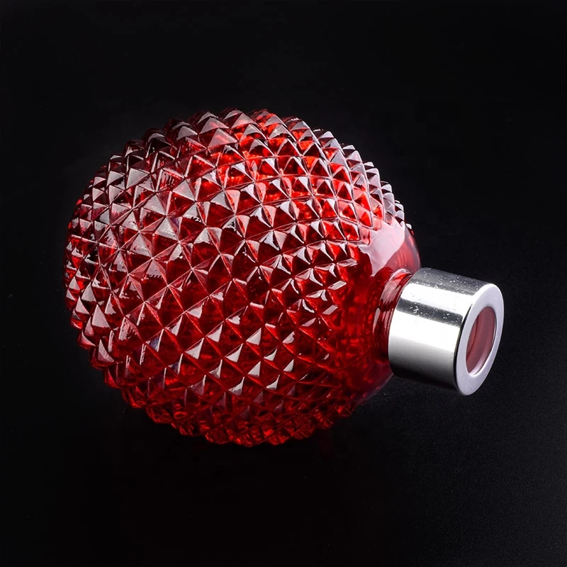Luxury red round glass reed diffuser bottle fragrance aroma home decoration