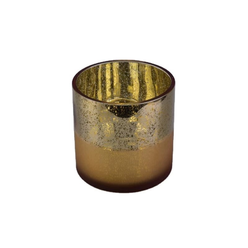Straight Golden Mercury Frosted Decor Glass Candle Holder