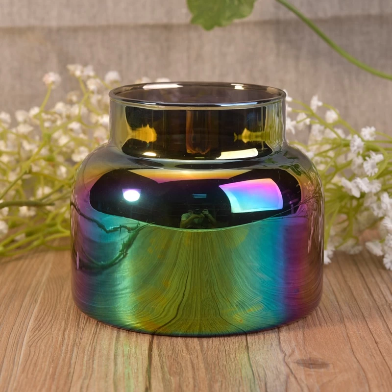 Handmade Electroplating iridescent jars for candle pillar glass candles vessels party decoration Use