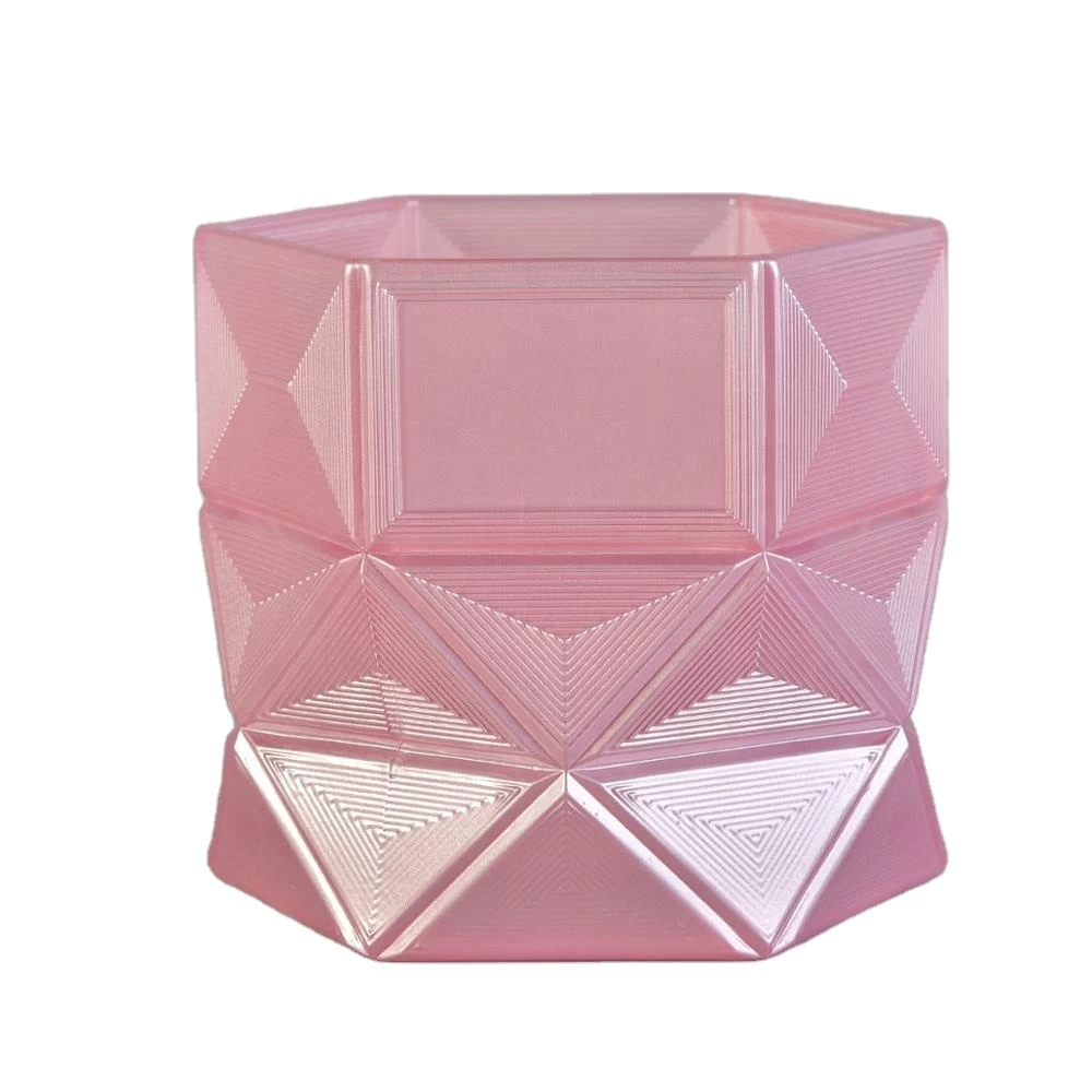 China Luxury  Hexagon votive holders glass candle jars home decor wholesale manufacturer