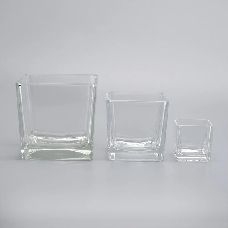 1330ML customized color square glass candle holderr wholesale for home decoration