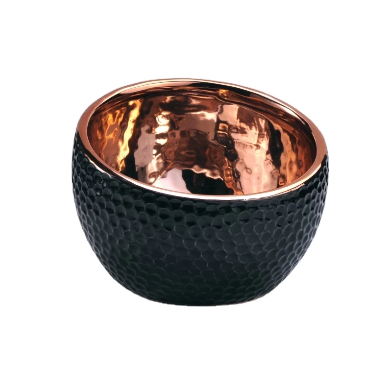 New design gold plated inside black outside ceramic candle holder