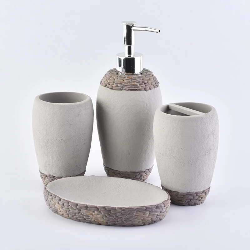 Natural Concrete Bathroom Set Cement Bath Accessories Set with lid