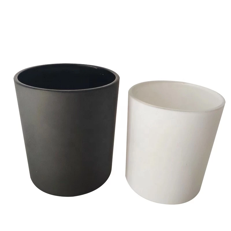 Matte black and matte white glass candle jars frosted candle jars