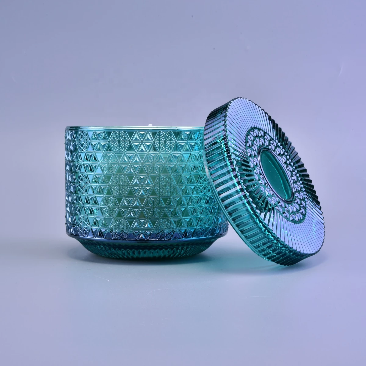 Sunny design blue luxury votive glass candle jar with lids 10oz