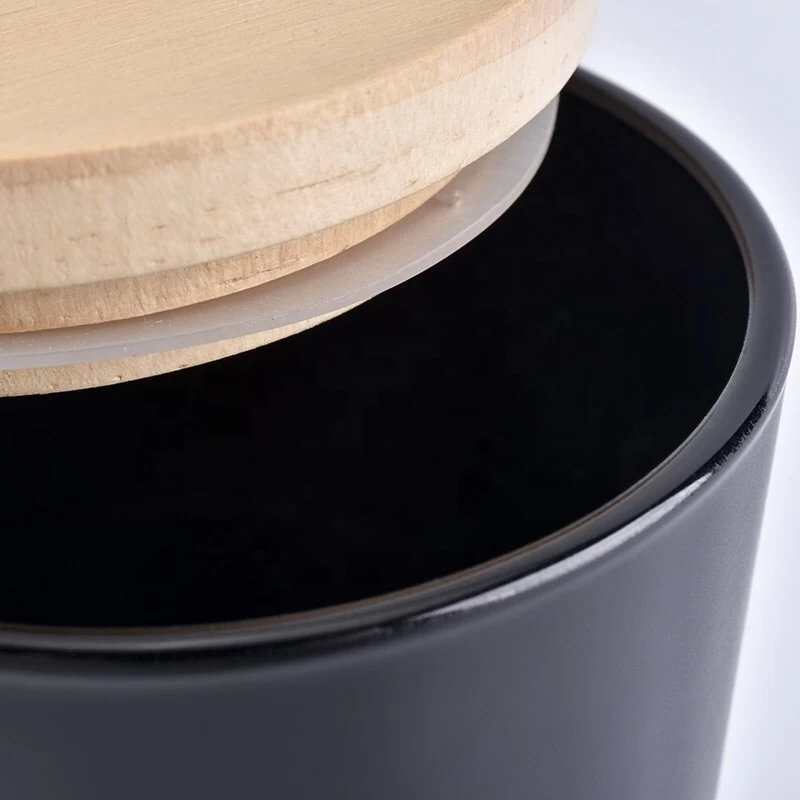 200ml Matte Black Candle Jar With Wooden Lids