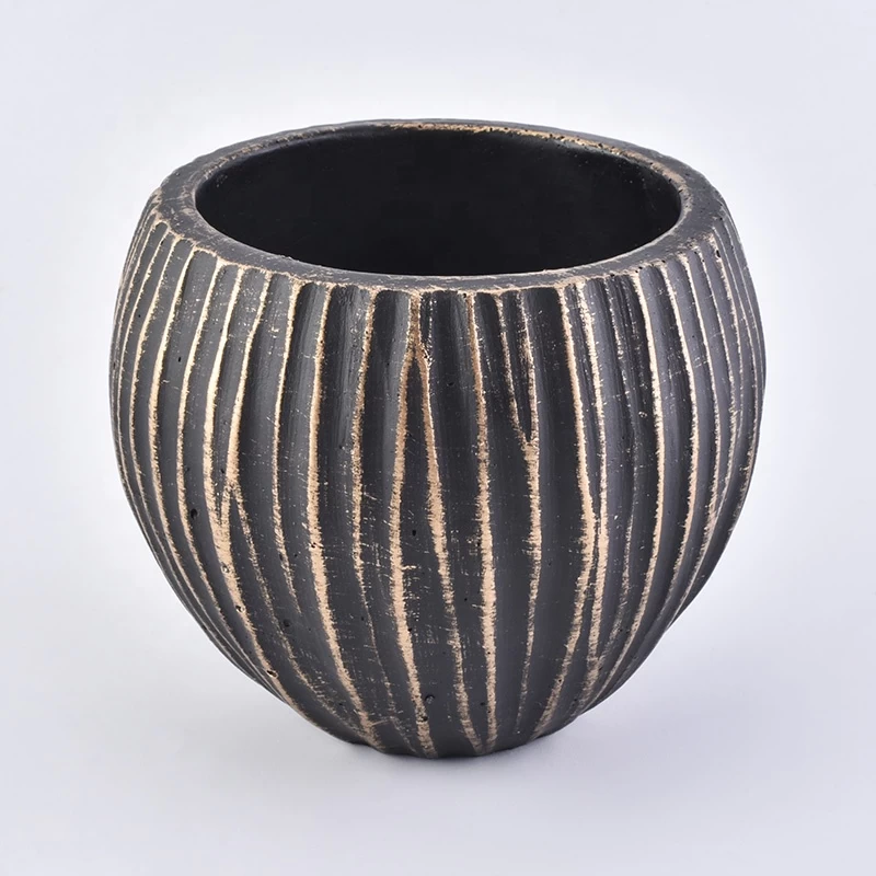 Custom striped candle votive vessel bowl ceramic candle jar party decor factory