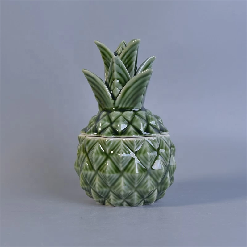 Empty pineapple-shape scented candle votive vessel ceramic candle jar home decorative factory
