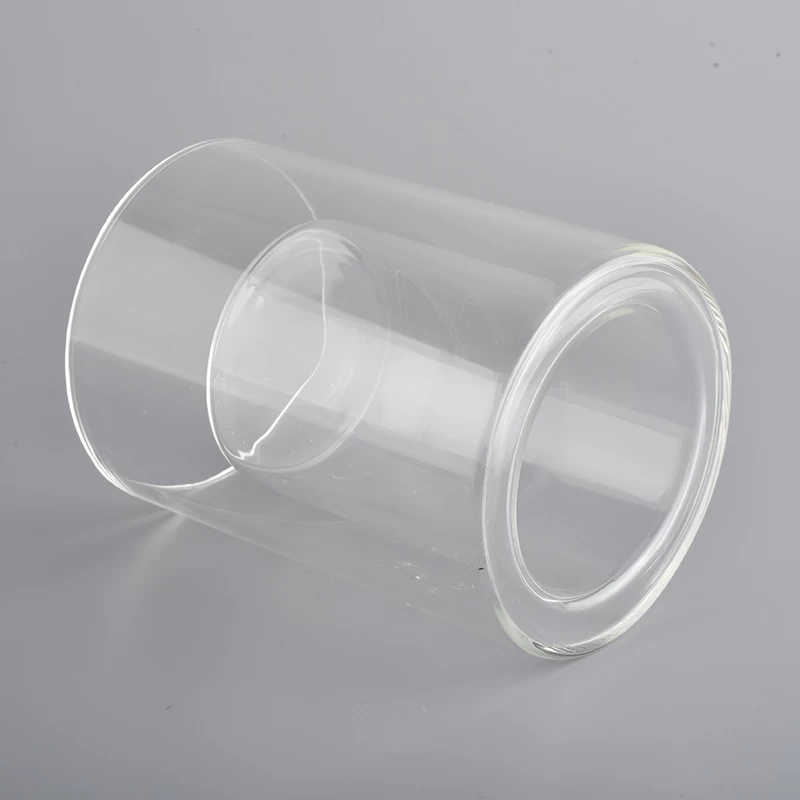 Luxury clear double glass candle holder for candle making