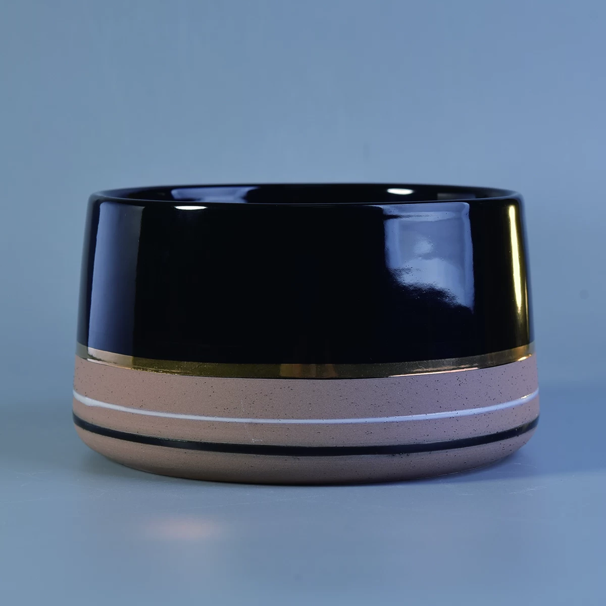 Sunny custom empty black large ceramic candle container vessel