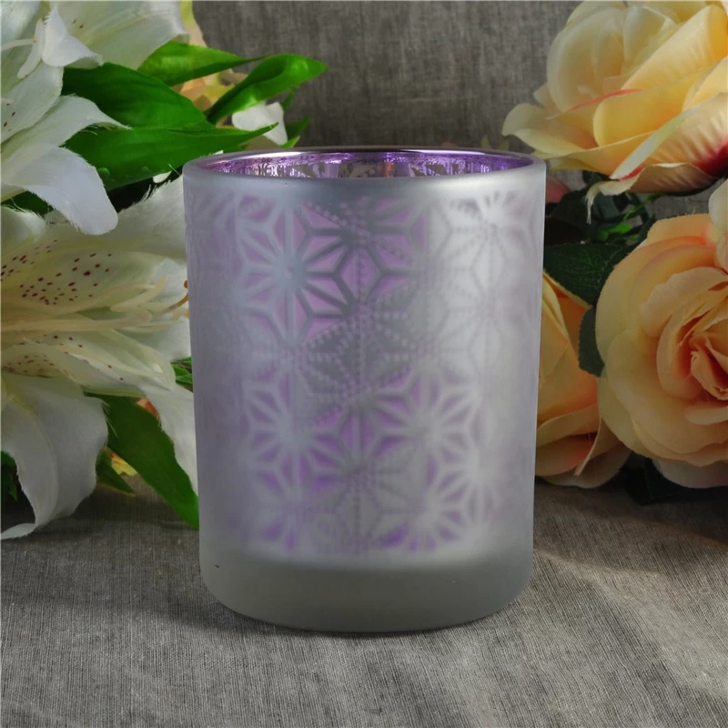 Customized frosted decorative glass candle jar in bulk