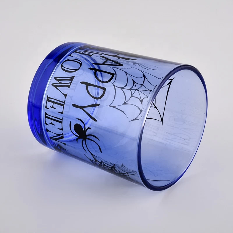 Sunny blue halloween tealight glass candle jar wholesales