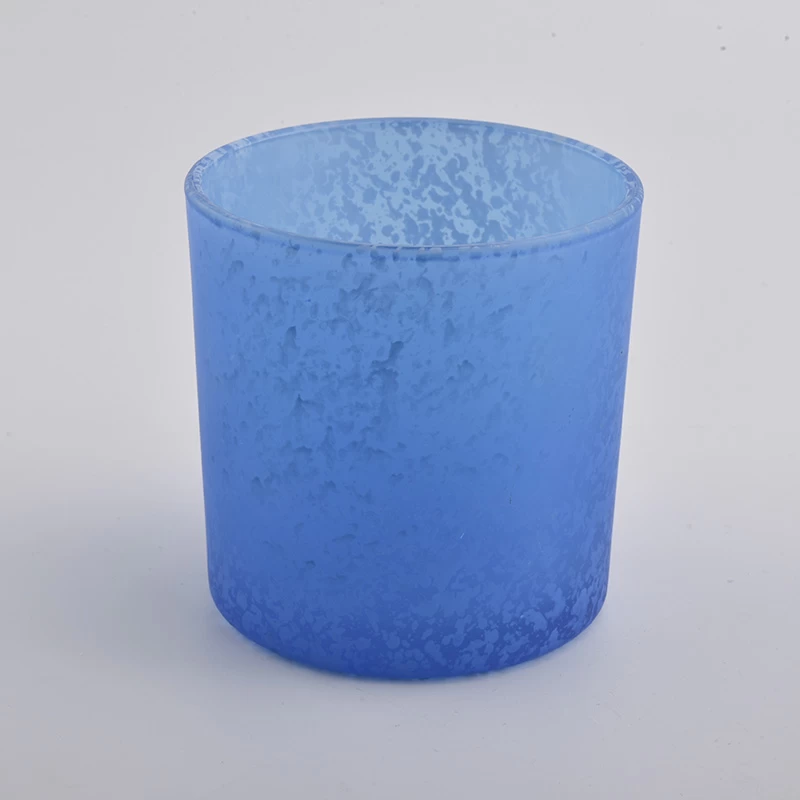 wholesale Popular luxury special spray blue glass candle holder for candle making