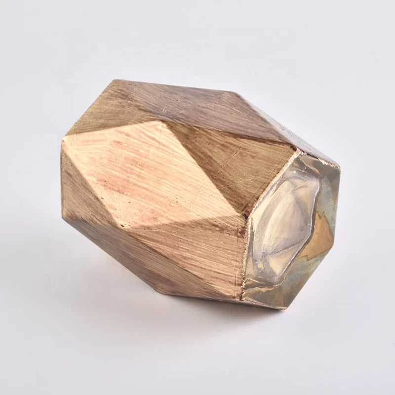 Sunny diamond Polygon tealight luxury custom glass candle jar holders