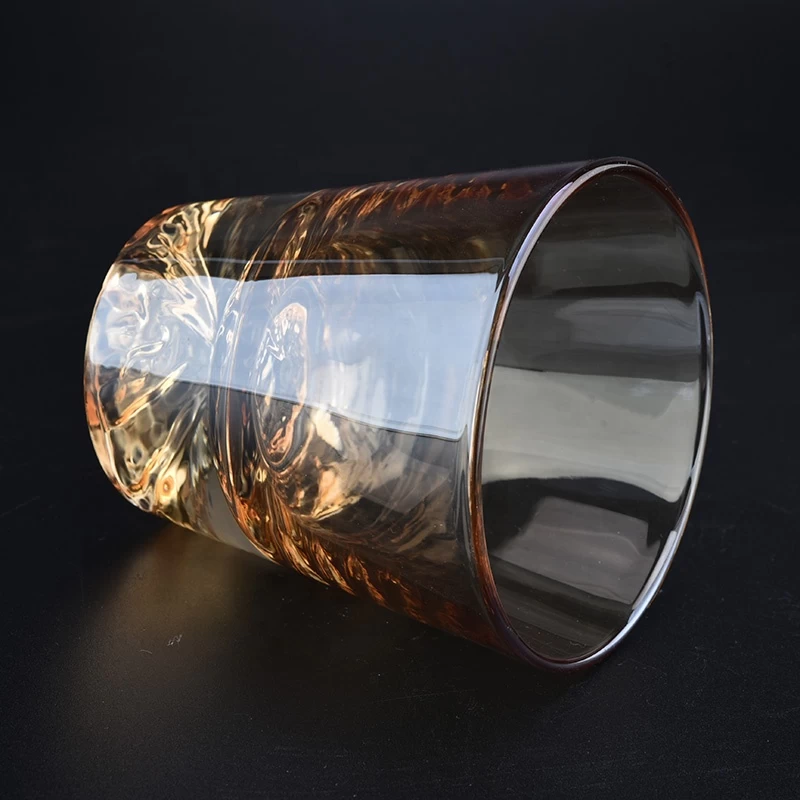 transparent luxury amber brown peak glass candle jar