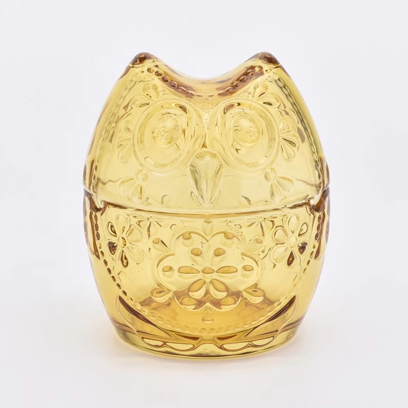Golden parrot shape candle jar glass candle vessel with lid for wedding decoration