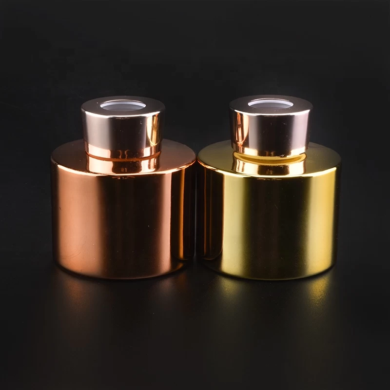 Golden round car glass reed diffuser bottle fragrance home decoration in bulk