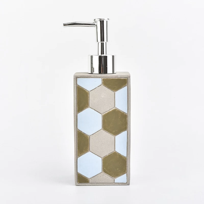 4ps Custom hexagon concrete bathroom set soap dish toothbrush holder hotel decor