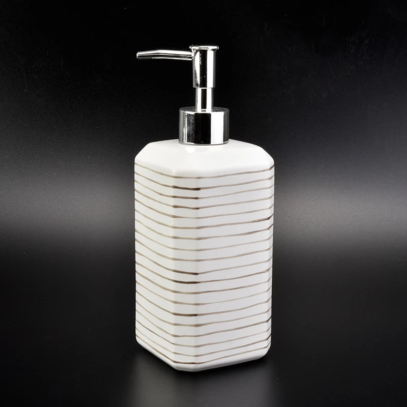4ps Square white ceramic bathroom accessories set toothbrush holder soap dish with stripe pattern hotel decor
