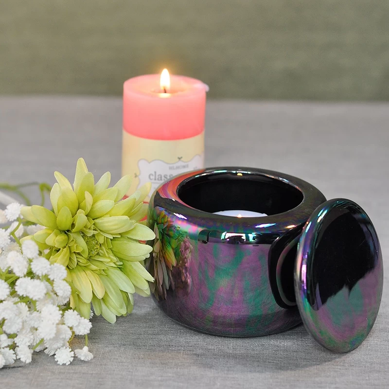 Sunny custom empty tealight ceramic candle holder with lid